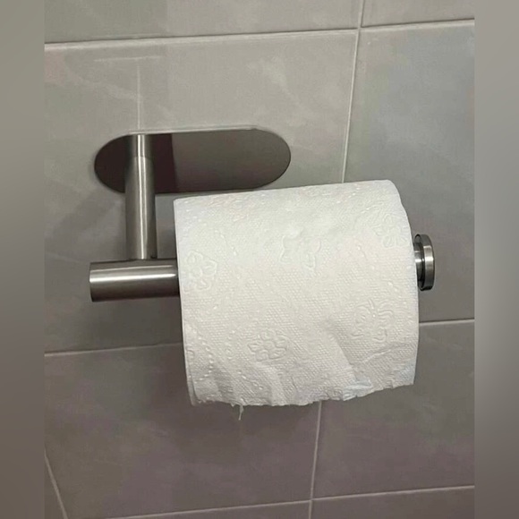 NIB Stainless Steel Toilet Paper Holder / No Punch /Easy 3M Stick Decor Bathroom - Picture 4 of 15